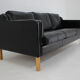 1980s Black Leather 3-Seater Sofa by Stouby, Denmark