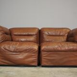 Cognac leather armchairs by BL Arredamenti, 1970s, set of 4