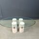 Vintage travertine and glass coffee table, 1970s