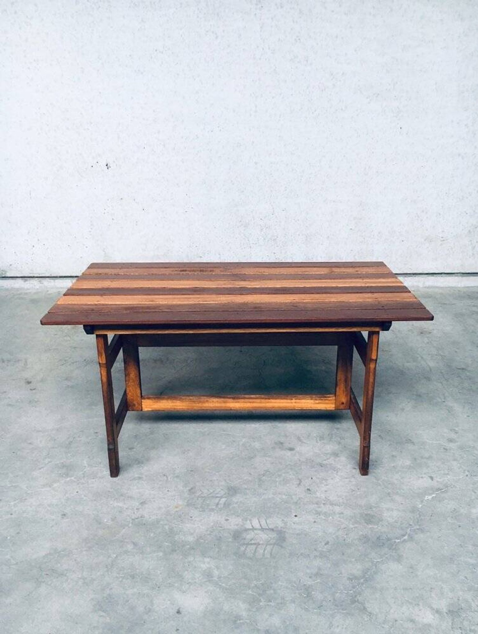 Patinated Wood Garden Table, 1970s