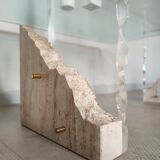 Travertine and glass coffee table
