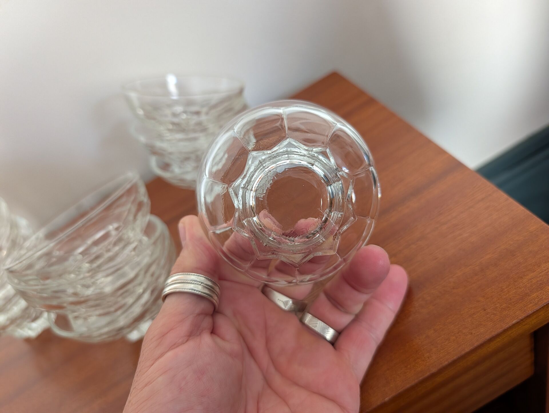 11 French moulded glass cups – 1970s