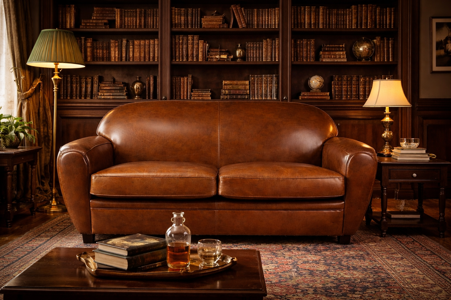 Leather 2-seater sofa