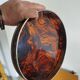 Round vintage Guzzini Lucite tortoiseshell platter 1970s Italian design