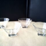 4 Vintage Glass Cups Grinded Decor