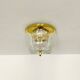 1 of 2 Large Brass and Floral Ice Glass Flush Light by Glashütte Limburg