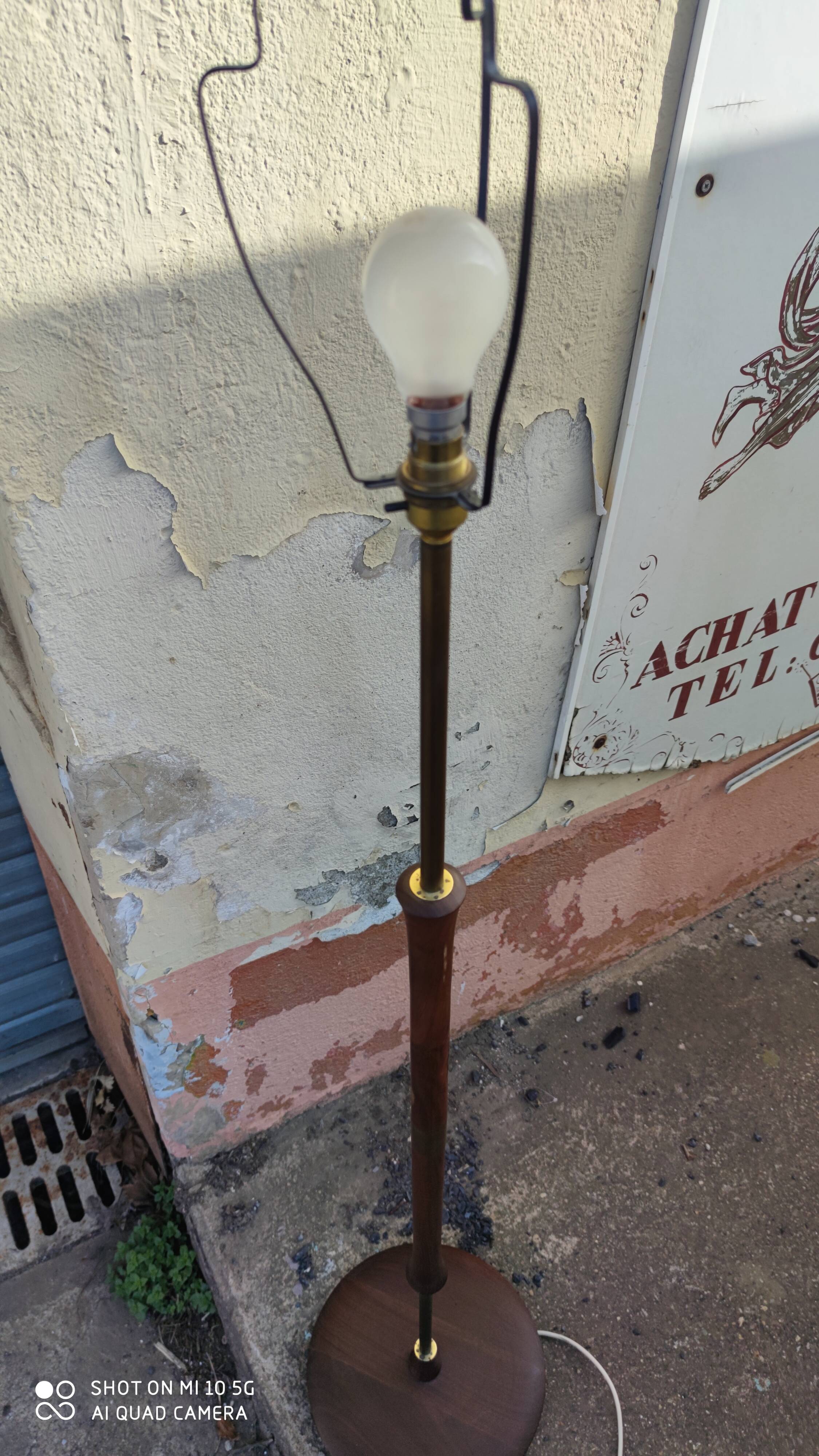 Teak and bronze floor lamp, circa 1960