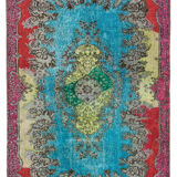 Hand-knotted distressed oriental 1980s 180 cm x 280 cm multicolor carpet