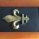 Matchbox holder (xxl) for steel and brass fireplace (fleur de lys) - vintage