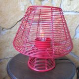 Trendy table lamp, industrial style, wire covered in red