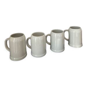 Lot de 4 mugs ou pintes - blanc