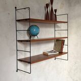 String Style Vintage Wire Wall-Mounted Bookshelf in Teak