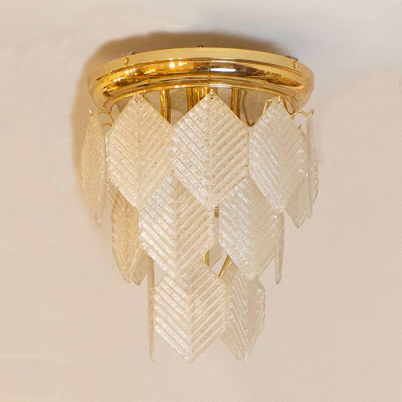 Murano Glass Chandelier with Hexagonal Leafs, Italy, 1960s