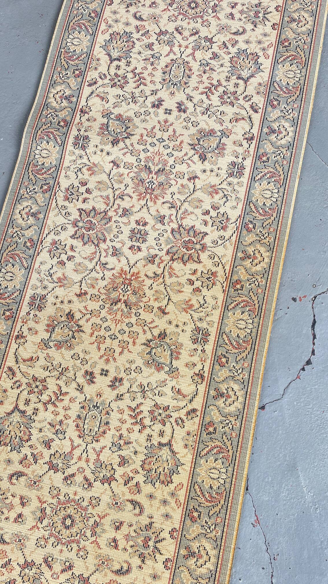 Vintage Beige Grey-Blue Runner Rug