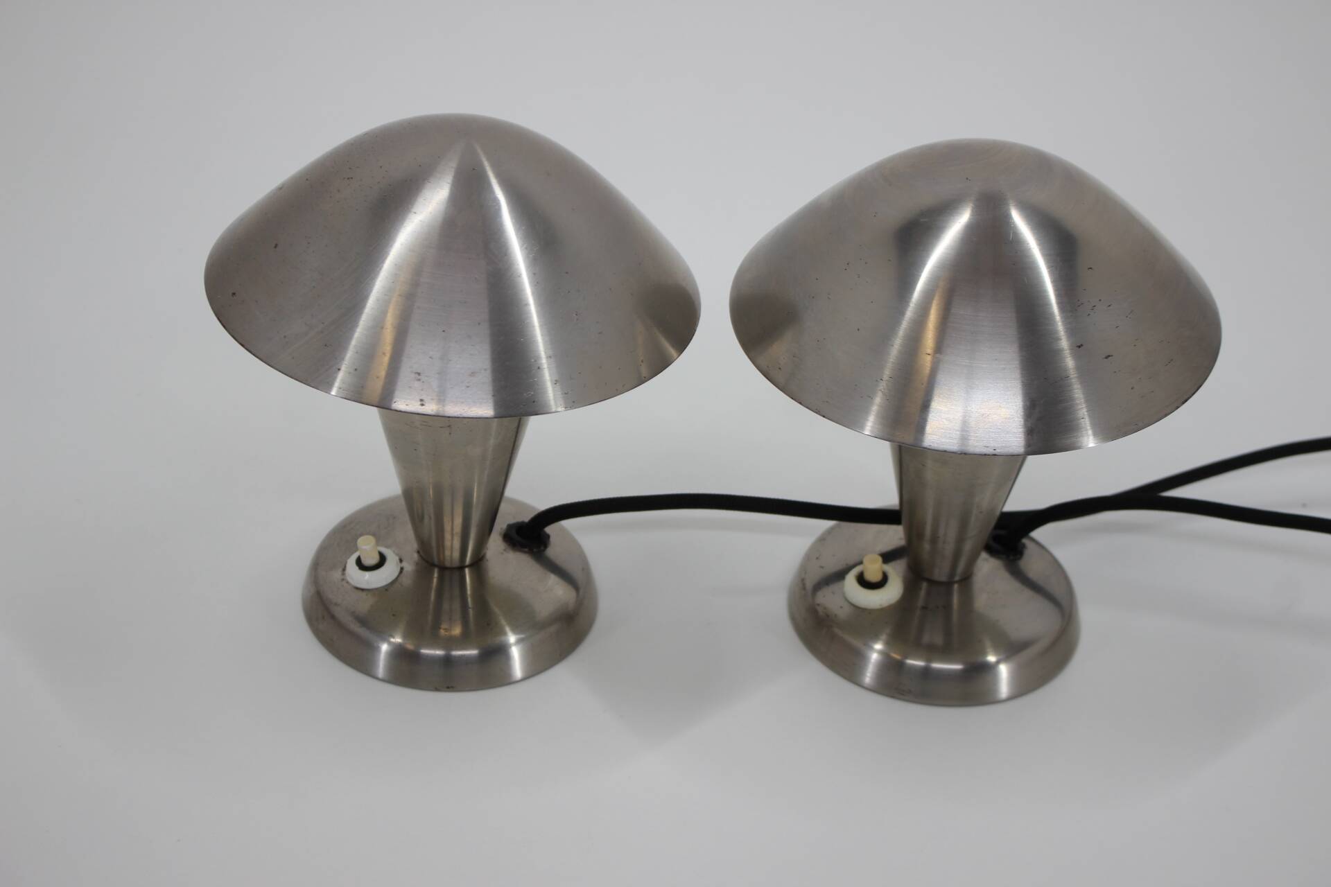1930s Pair of  Chrome Plated Bauhaus Lamps, Czechoslovakia