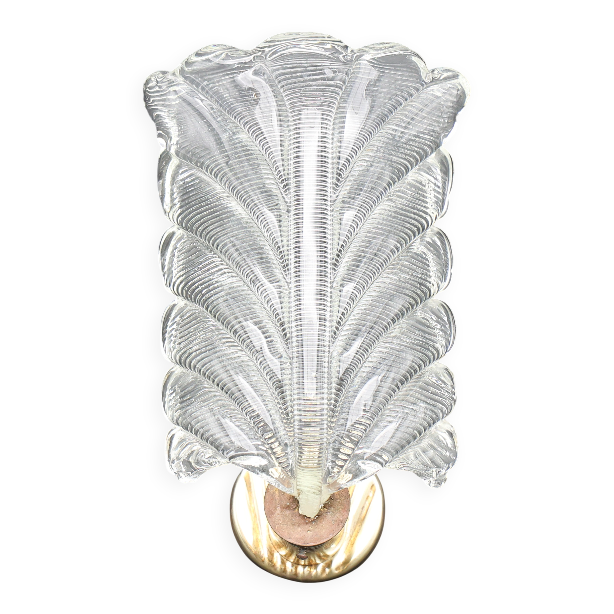 Art Decò Wall light Trasparent Murano Glass Leave by Barovier e Toso, 1950s