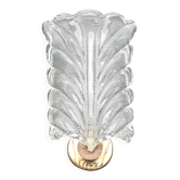 Art Decò Wall light Trasparent Murano Glass Leave by Barovier e Toso, 1950s