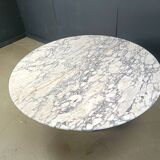 Vintage round marble dining table 1970s