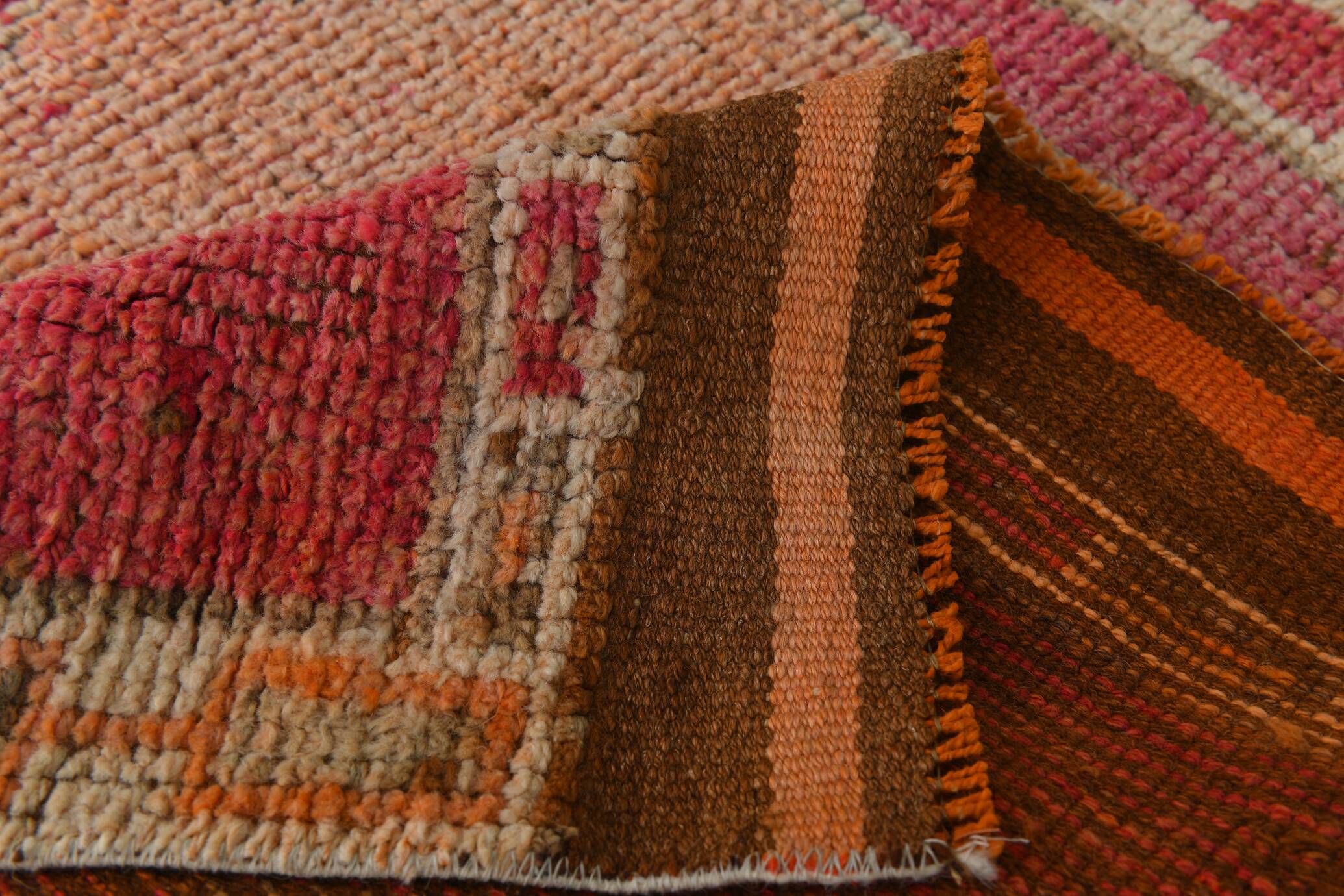 3x10 Faded Pink Handmade Orientel Runner, Decorative Hall Rug, 92x307Cm