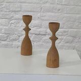 Pair of vintage wooden candlesticks