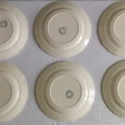 6 assiettes plates en faïence terre de fer HB Choisy-le-Roi « Henriette »