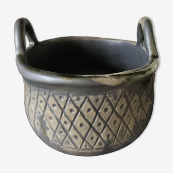 Sandstone cup, handmade, in the style of Chinese bronzes