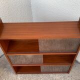 glass wall bookcase in vintage teak 1950