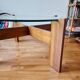 Wooden round table with glass top - Vintage