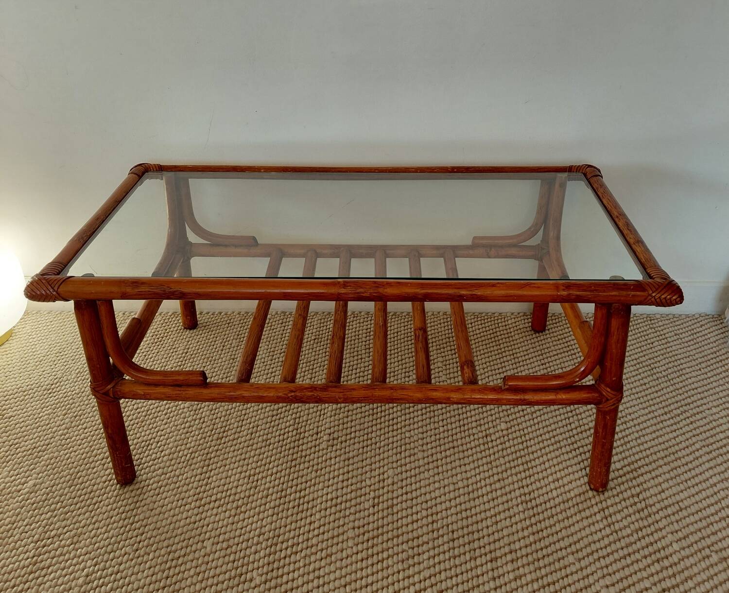 1970s rattan coffee table