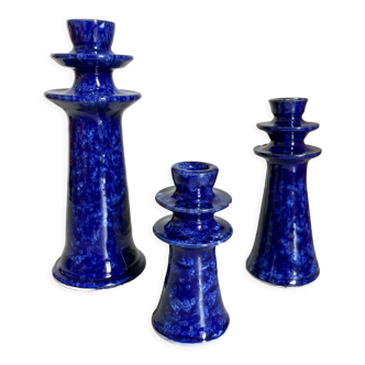 Set of ceramic candle holders tamegroute midnight blue