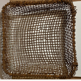 Antique woven rustic metal fireplace basket, Netherlands ca 1900