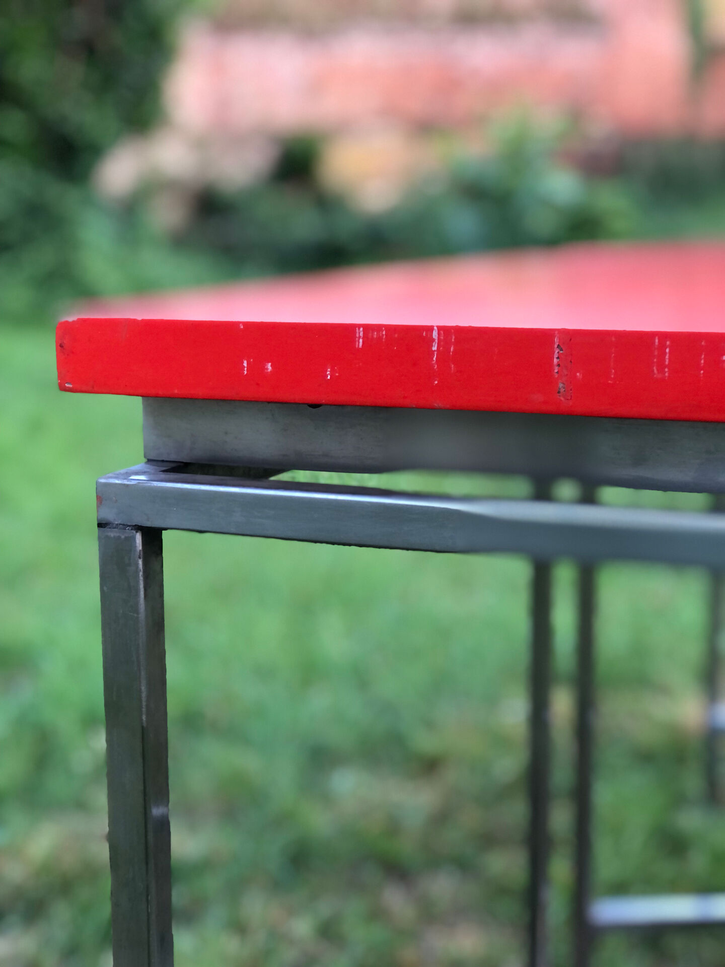 Red square tables