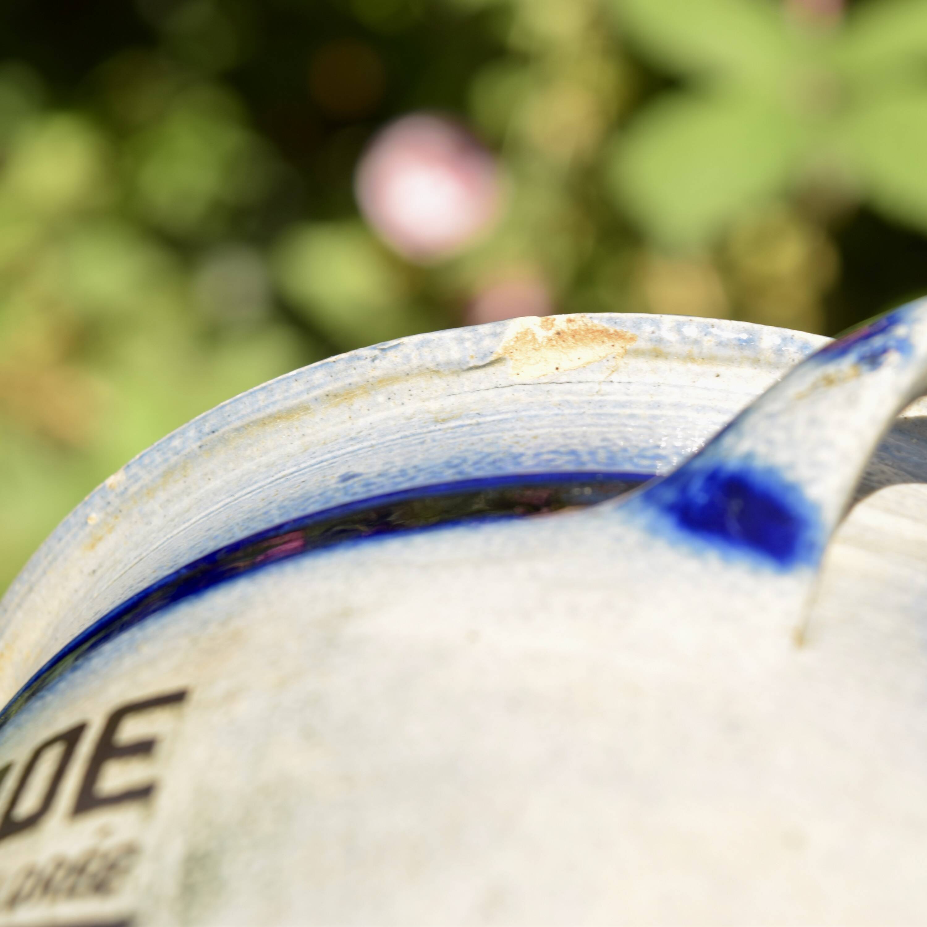 Old small glazed stoneware pot - Mustard L'Impériale.
