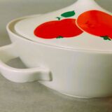 German Red Apple Print Porcelain Soup from Colditz GDR