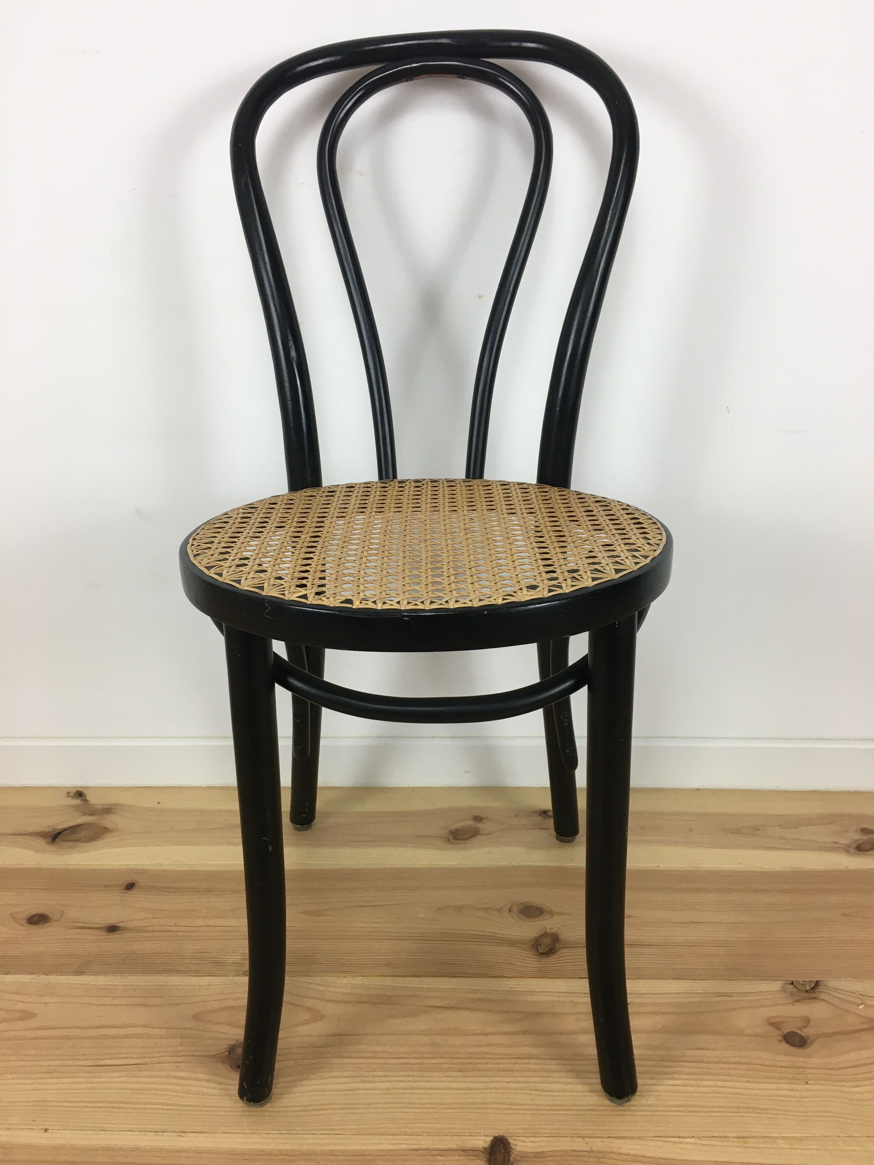 Black Thonet FMG bistro chair in curved wood and cannage