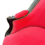 Napoleon III period bench – Blackened wood, brass and red velvet