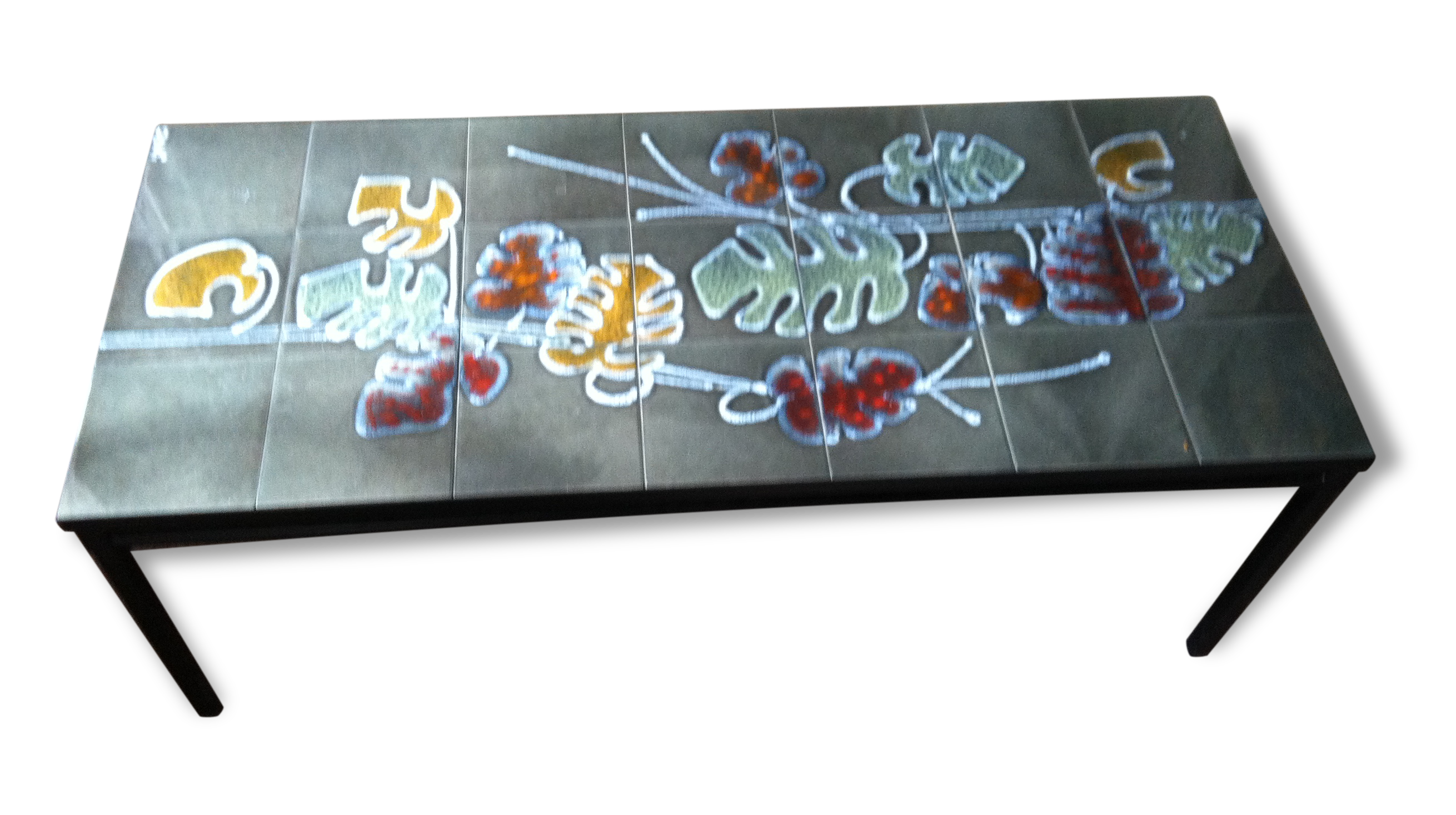 Signed ceramic table metal base