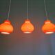 Trio de suspensions vintage en opaline orange, 1960-70
