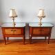 Pair of Art Deco bedside tables, mirrored top.