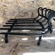 Old door logs grid fireplace fireplace wrought iron black large vintage model