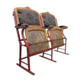 Fauteuils théâtre cinéma 1900 appairés tapissier
