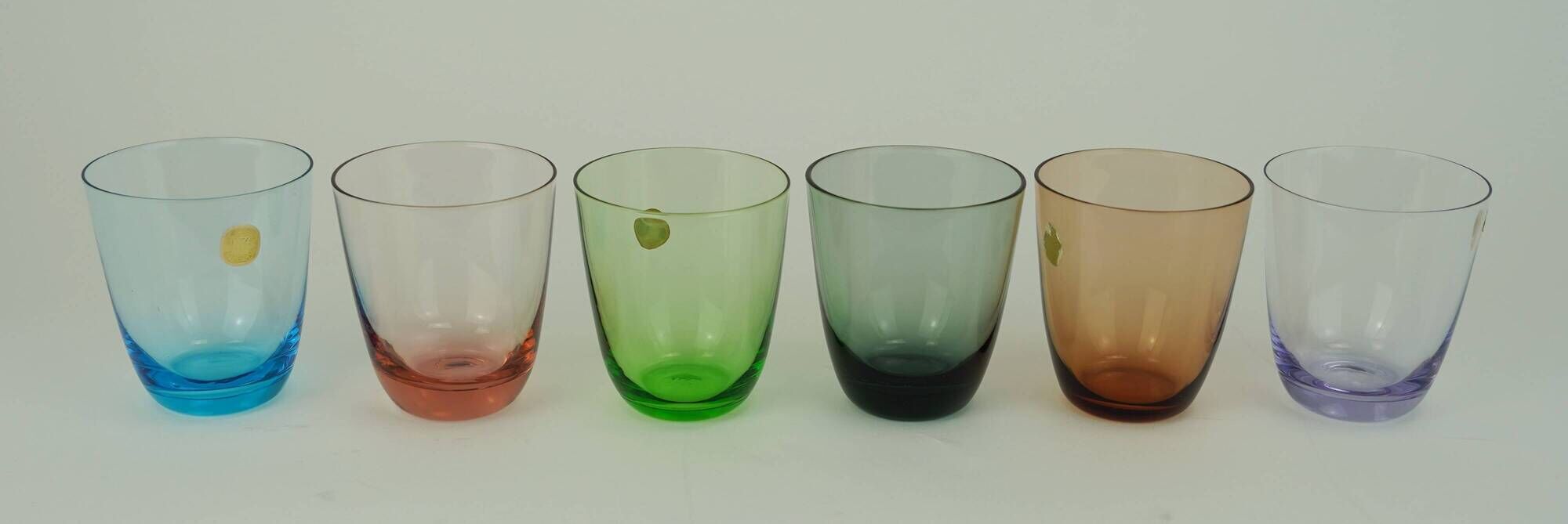 6 mid century GLASSES 1950s 60s colored glass WMF crystal glass