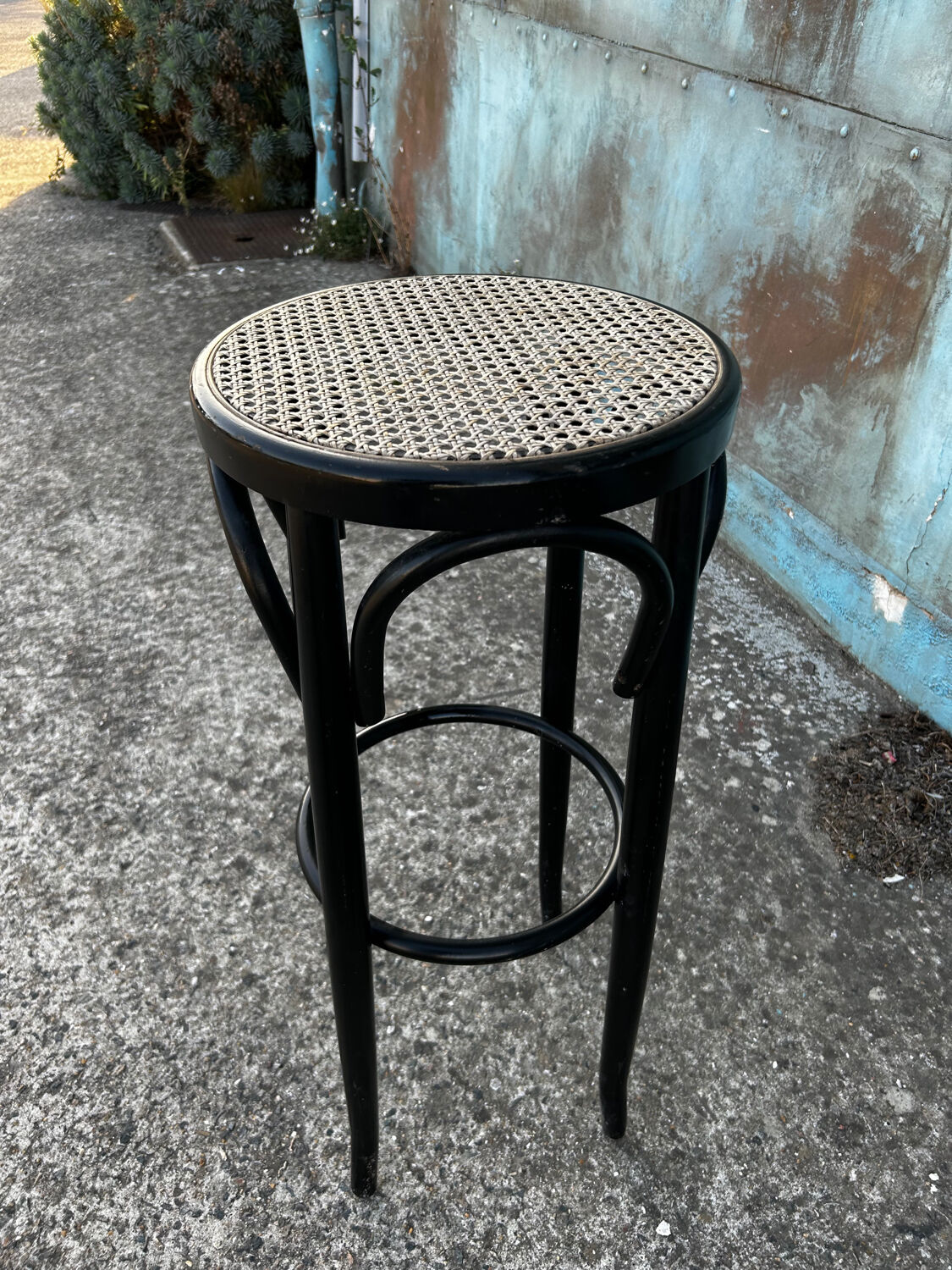 High cane rattan bar stool