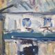 Peinture de Nagao Usui "La maison bleue"
