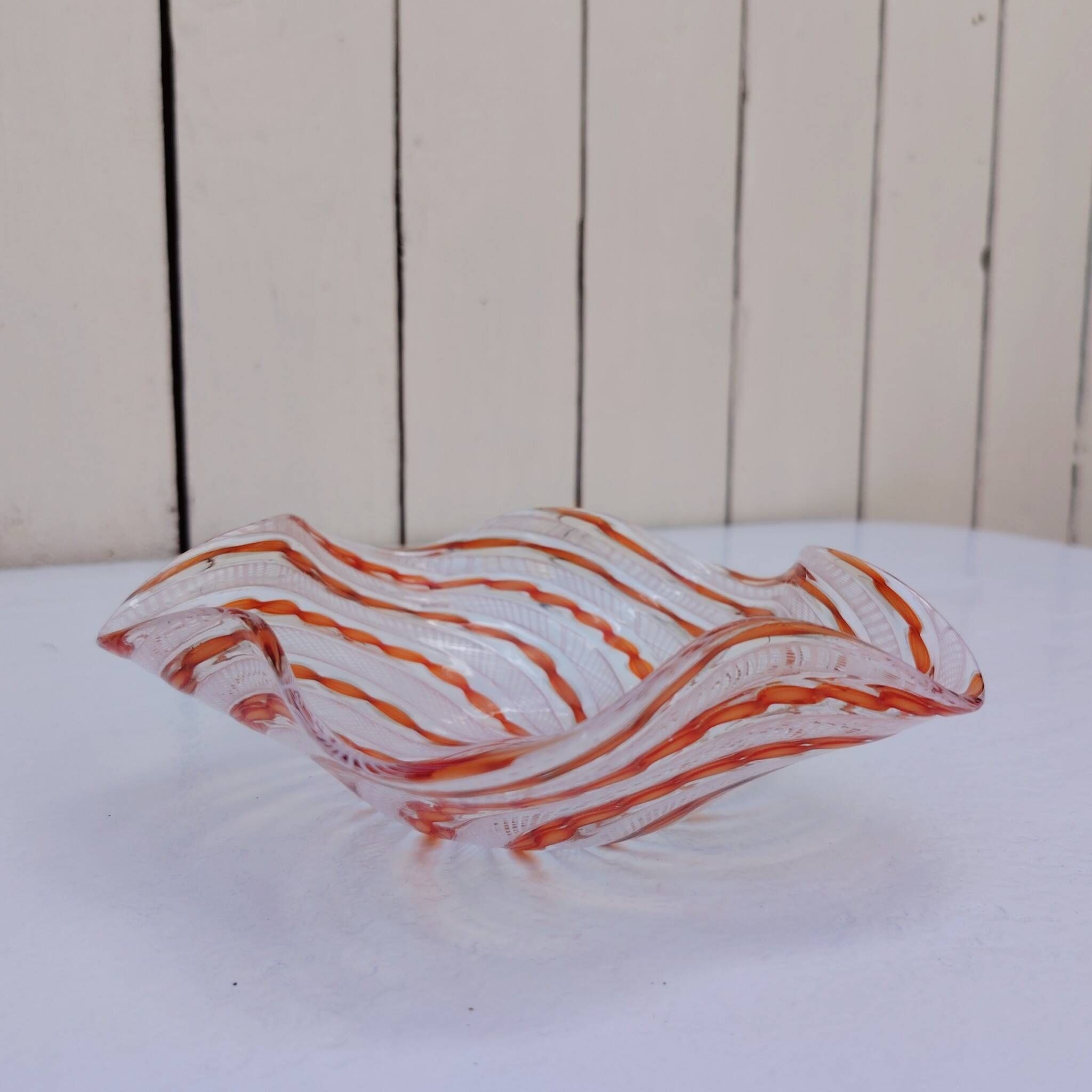 Vide poche vintage en verre soufflé de Murano