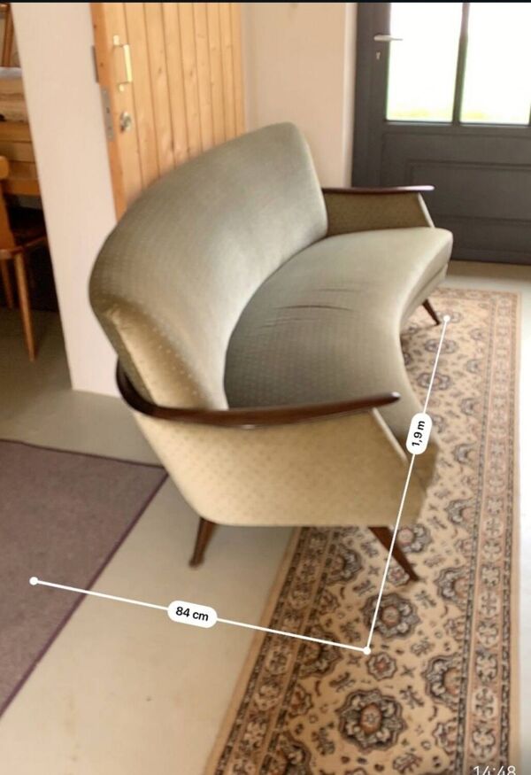 Canapé arc d'ébéniste velour vert d eau