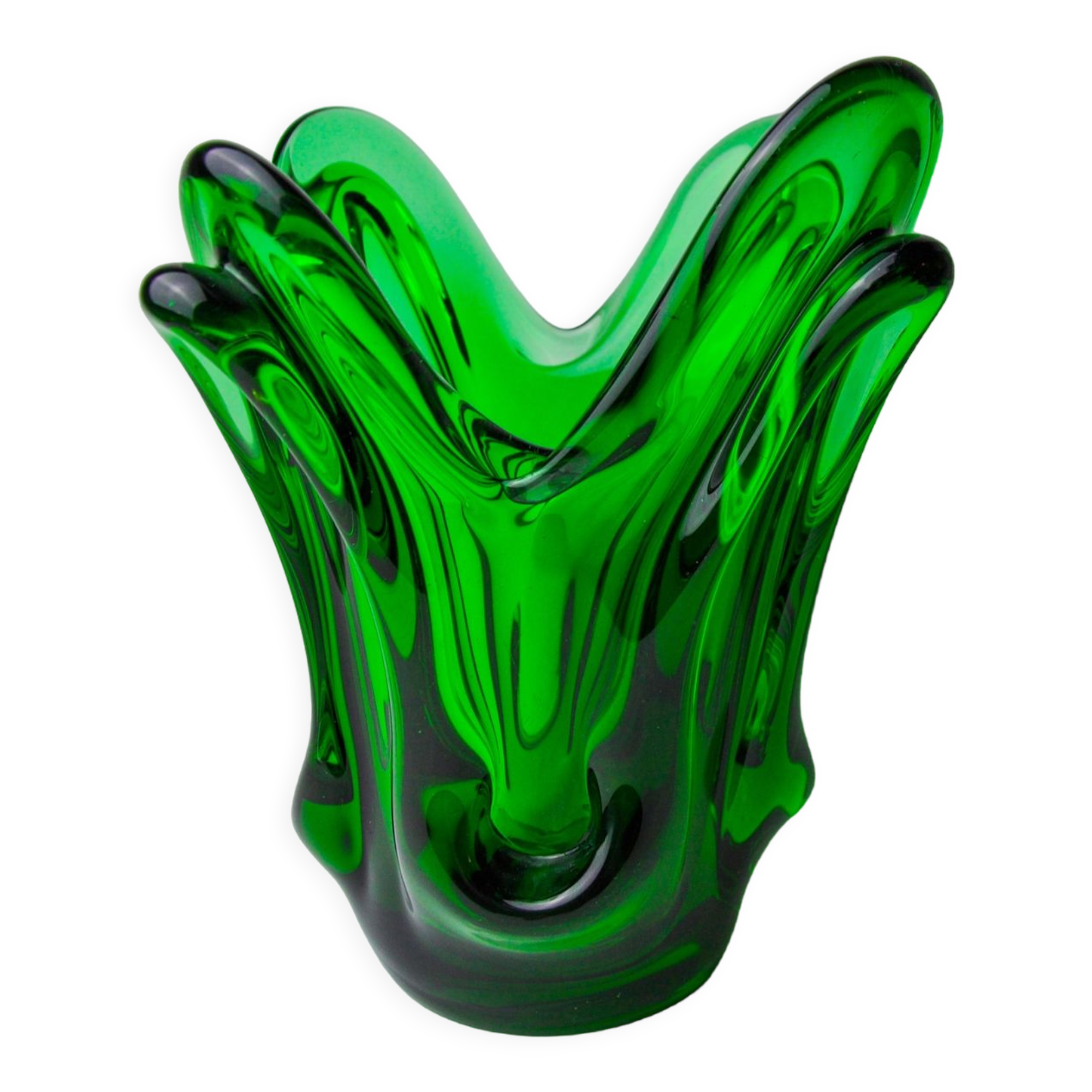 Seguso vase in green murano glass, Italy, 1960