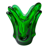 Vase seguso en verre de murano vert, italie, 1960