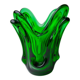 Seguso vase in green murano glass, Italy, 1960