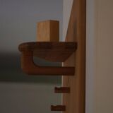 Sculptural wall-mounted coat rack in solid pine, Danish modern, 1980s.